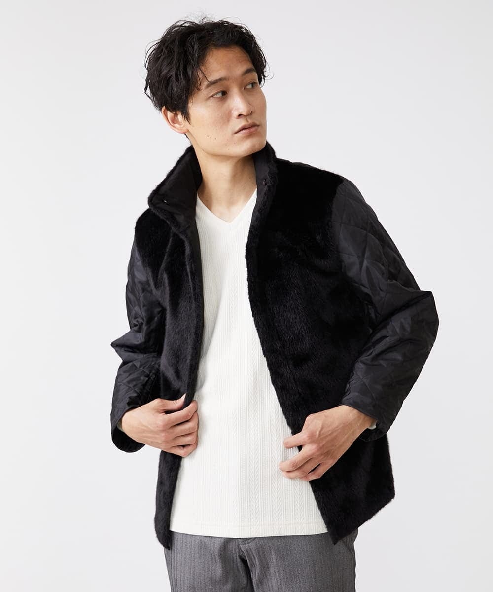 MKUAX11272 MK MICHEL KLEIN HOMME(MKミッシェルクランオム) 2WAYスタンドコート / TEC EASY JERSY パープル(77)