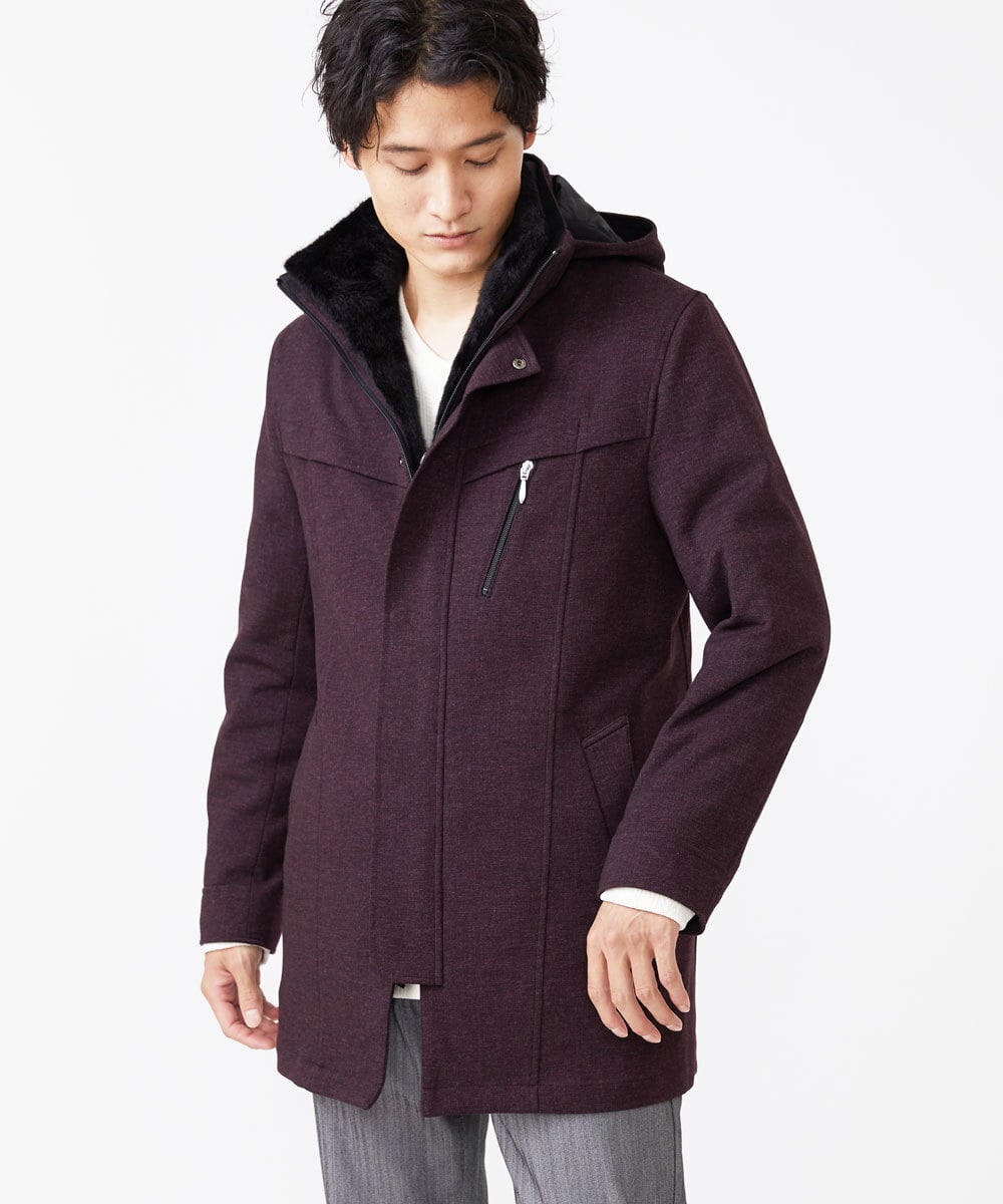 MKUAX11272 MK MICHEL KLEIN HOMME(MKミッシェルクランオム) 2WAYスタンドコート / TEC EASY JERSY パープル(77)