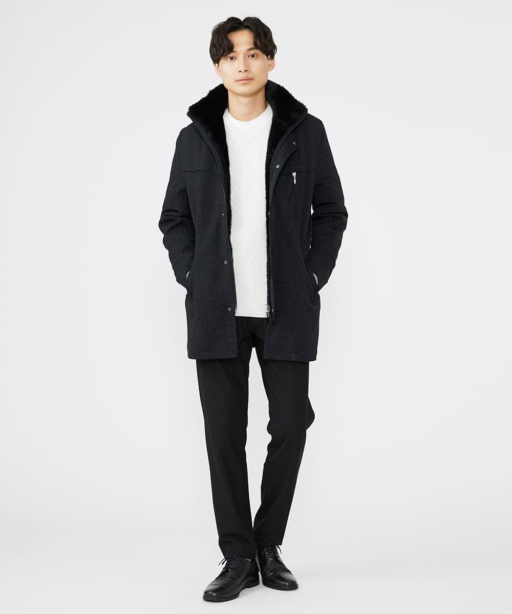 MKUAX11272 MK MICHEL KLEIN HOMME(MKミッシェルクランオム) 2WAYスタンドコート / TEC EASY JERSY ブラック(94)