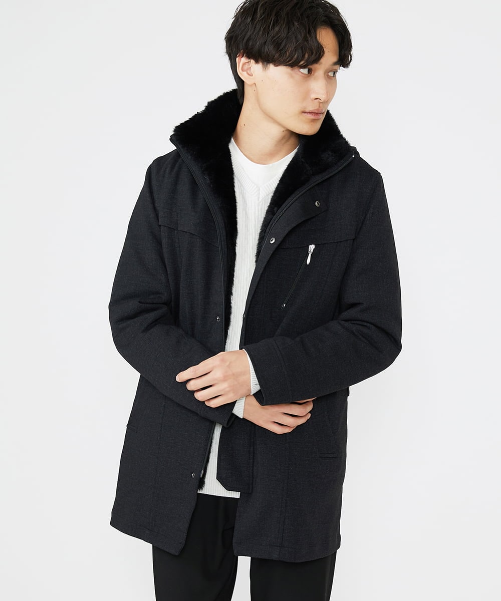 MKUAX11272 MK MICHEL KLEIN HOMME(MKミッシェルクランオム) 2WAYスタンドコート / TEC EASY JERSY ブラック(94)
