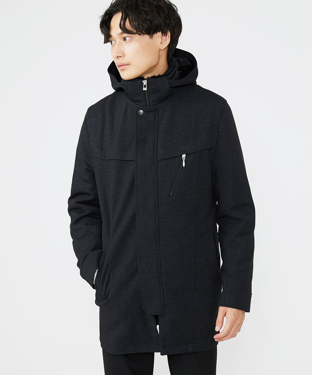MKUAX11272 MK MICHEL KLEIN HOMME(MKミッシェルクランオム) 2WAYスタンドコート / TEC EASY JERSY ブラック(94)