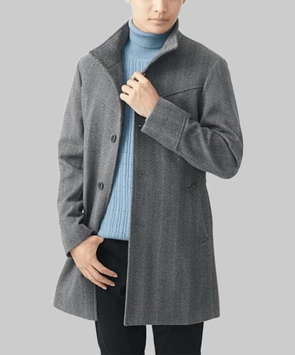 MKUCA60272 MK MICHEL KLEIN HOMME 【残りわずか/在庫限り】スタンドカラーコート/SILKYヘリンボン