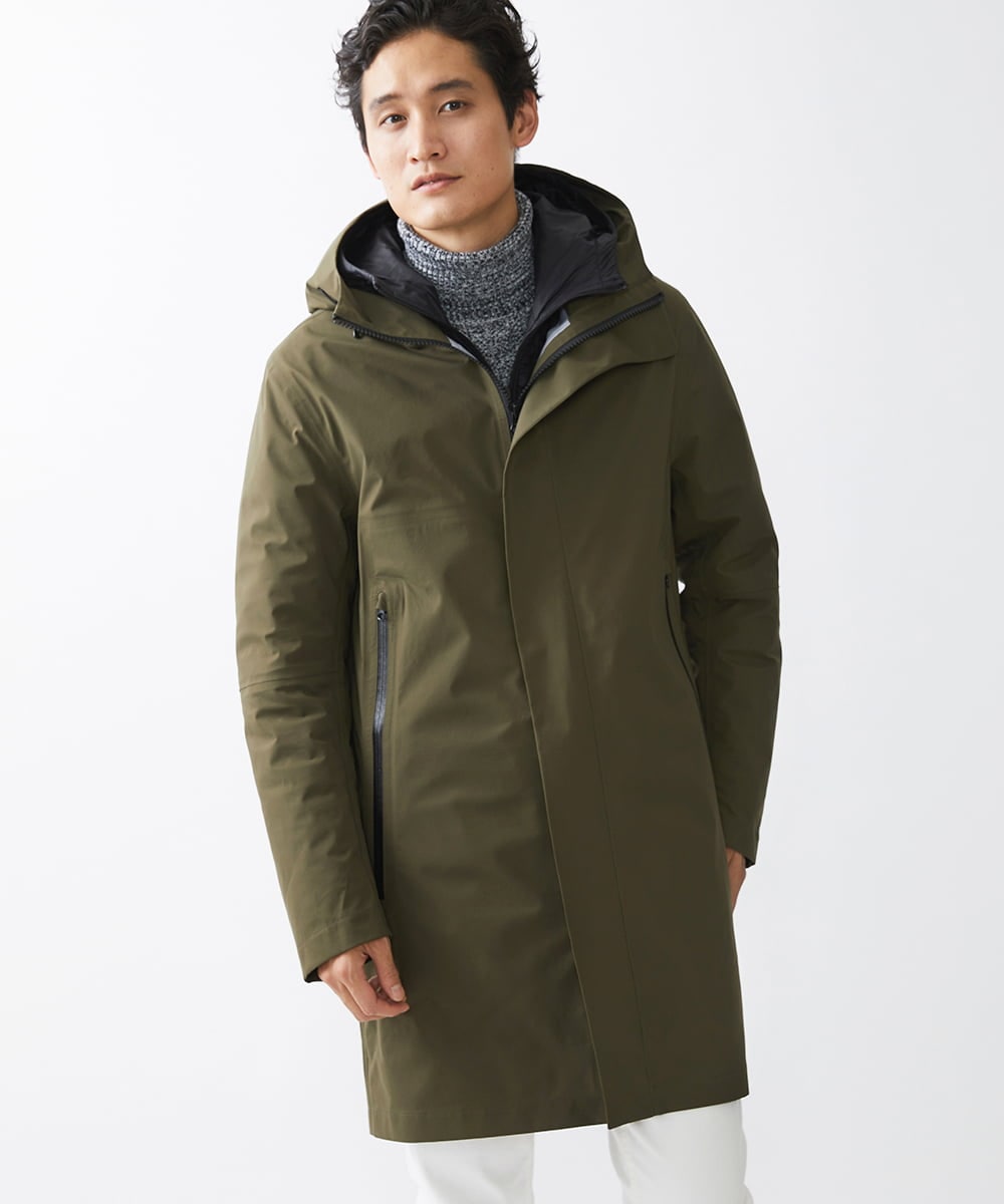 MKUCX41390 MK MICHEL KLEIN HOMME(MKミッシェルクランオム) 【在庫限り/冬～春着用可能】シェルコート / ライナー付き カーキ(36)