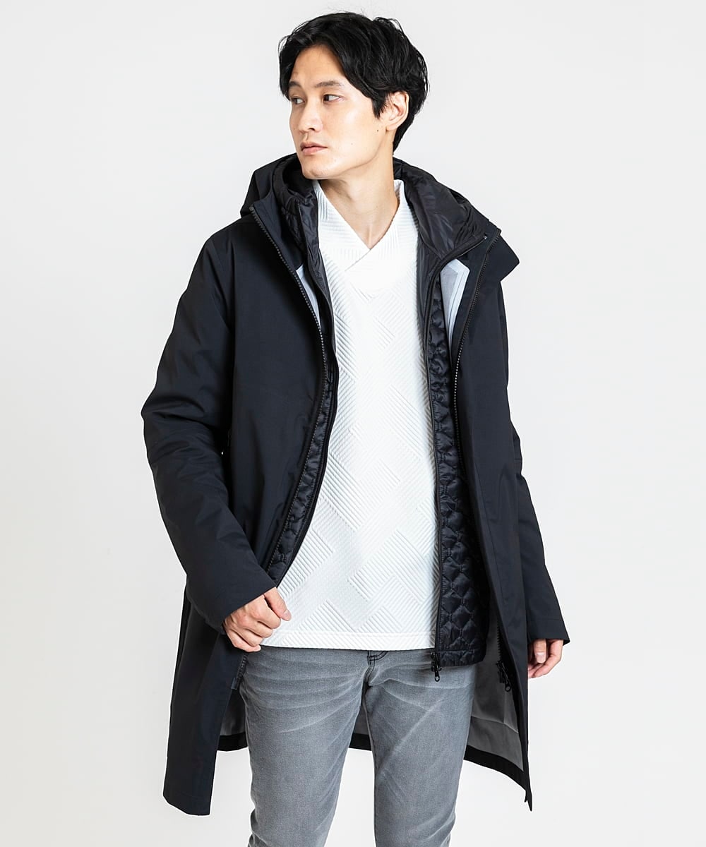 MKUCX41390 MK MICHEL KLEIN HOMME(MKミッシェルクランオム) 【在庫限り/冬～春着用可能】シェルコート / ライナー付き ブラック(94)