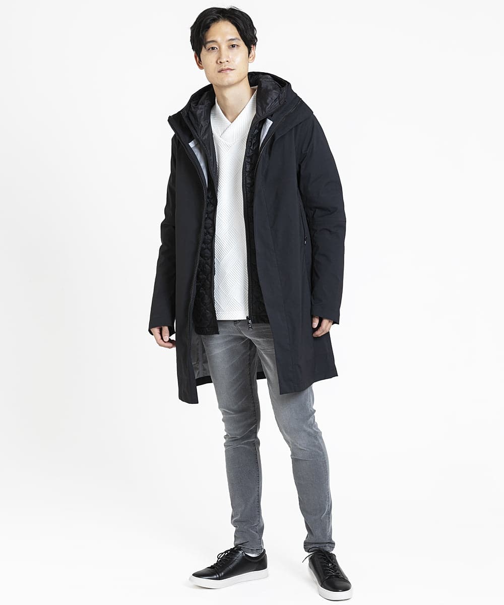 MKUCX41390 MK MICHEL KLEIN HOMME(MKミッシェルクランオム) 【在庫限り/冬～春着用可能】シェルコート / ライナー付き ブラック(94)