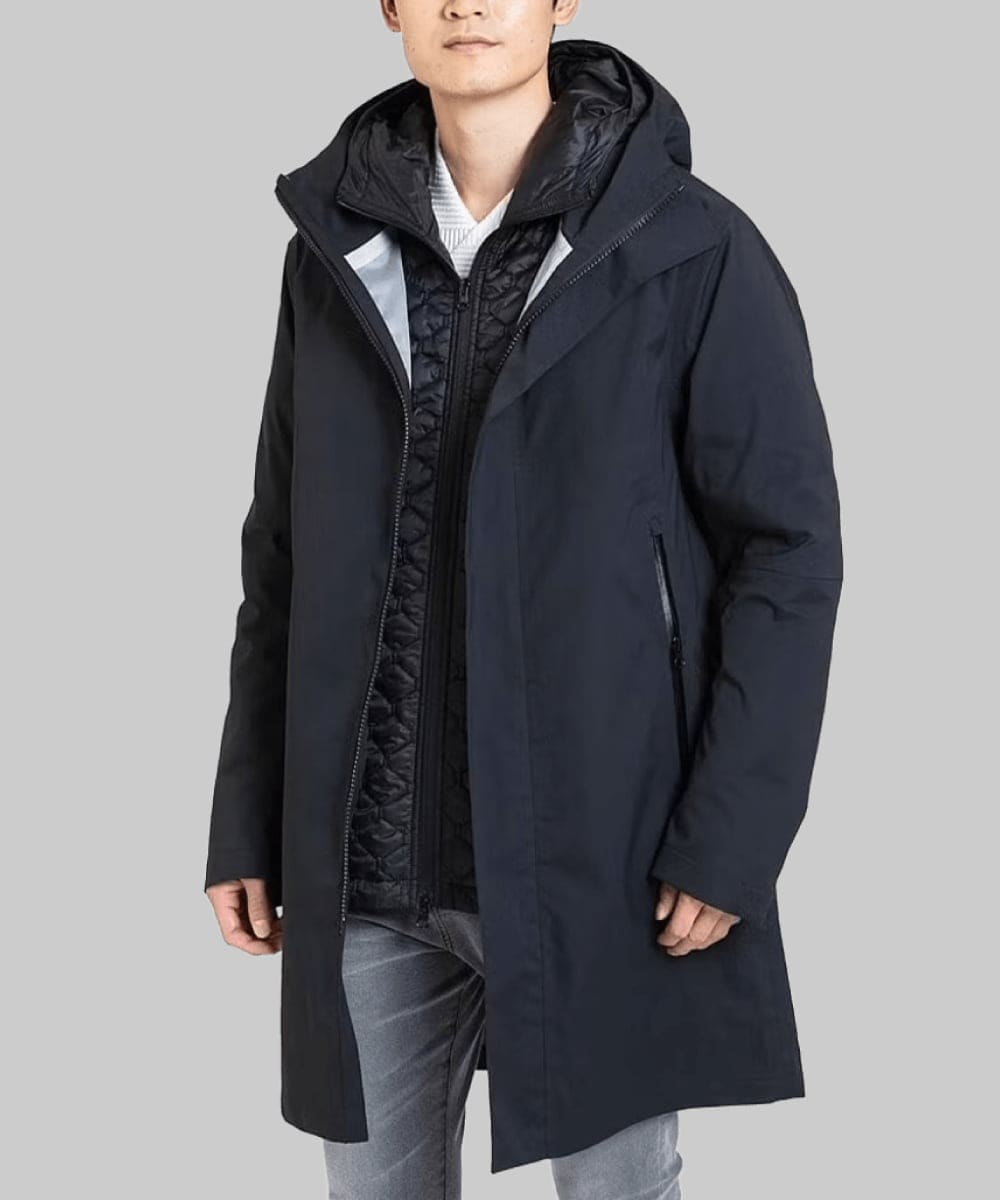 MKUCX41390 MK MICHEL KLEIN HOMME(MKミッシェルクランオム) 【在庫限り/冬～春着用可能】シェルコート / ライナー付き ブラック(94)