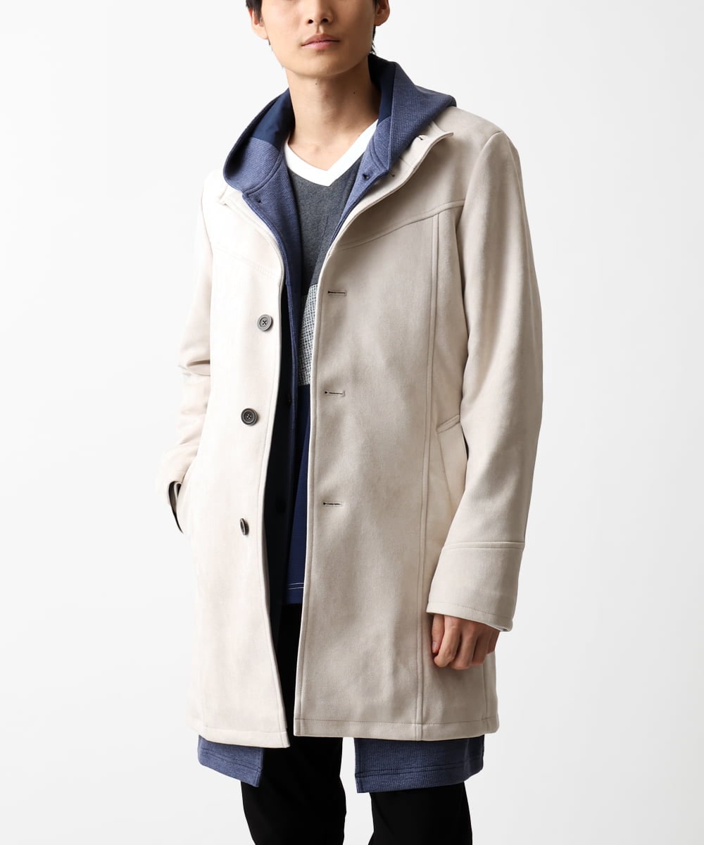MKUDA61272 MK MICHEL KLEIN HOMME(MKミッシェルクランオム) 【残りわずか！/在庫限り/中綿ライナー付き/秋春兼用】スタンドコート アイボリー