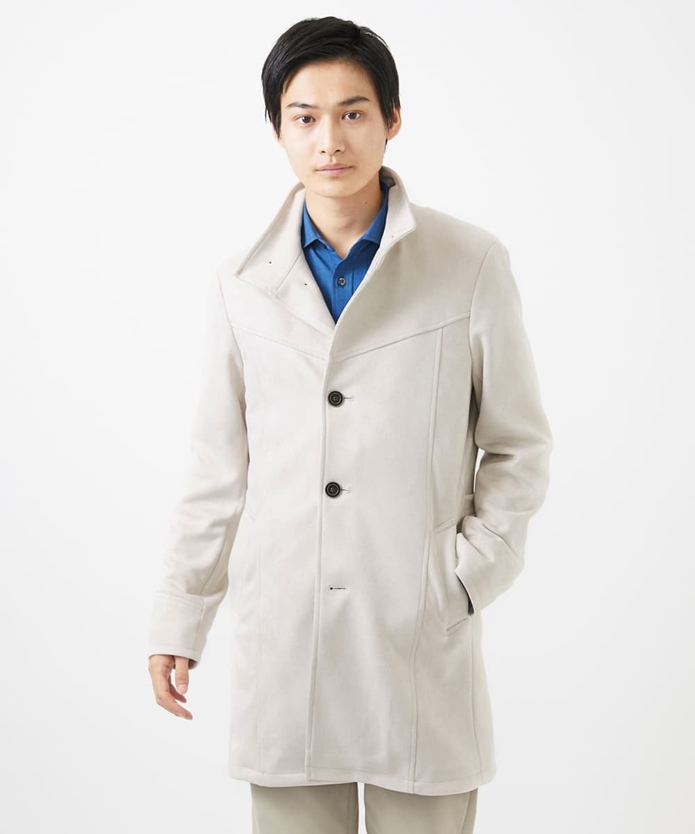 MKUDA61272 MK MICHEL KLEIN HOMME(MKミッシェルクランオム) 【残りわずか！/在庫限り/中綿ライナー付き/秋春兼用】スタンドコート アイボリー