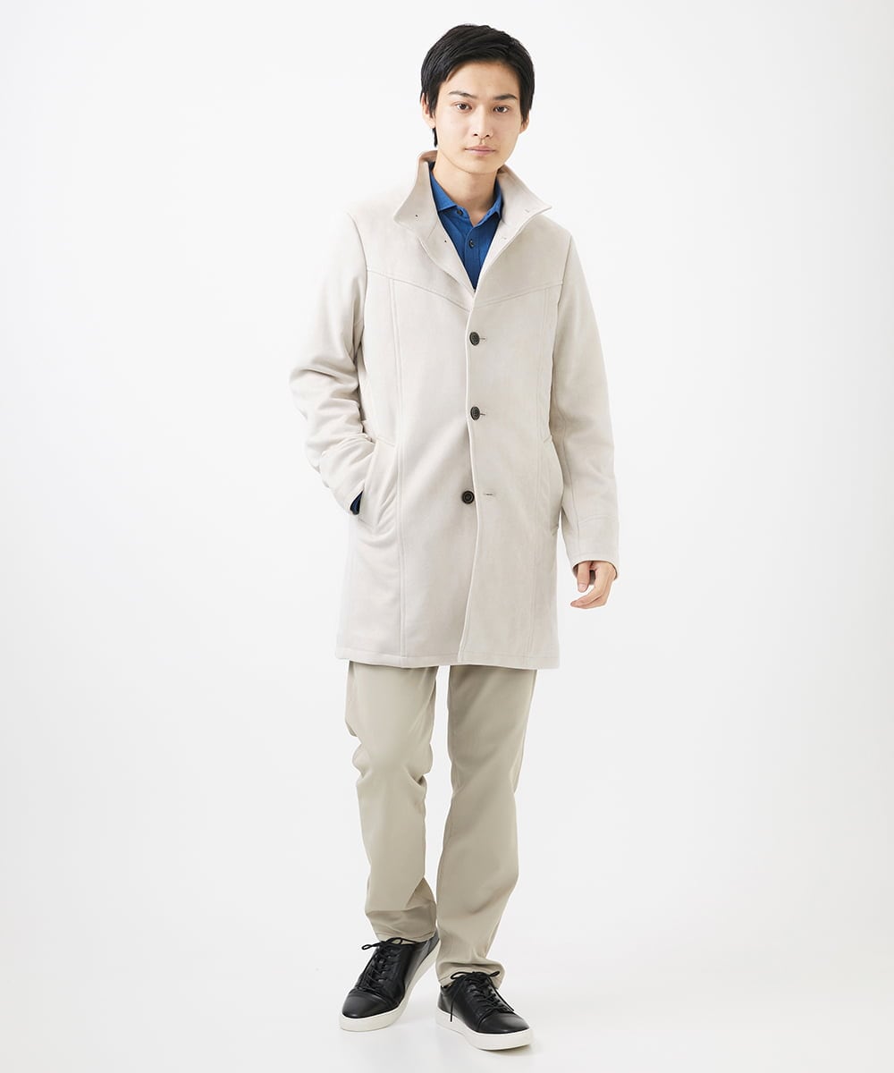 MKUDA61272 MK MICHEL KLEIN HOMME(MKミッシェルクランオム) 【残りわずか！/在庫限り/中綿ライナー付き/秋春兼用】スタンドコート アイボリー