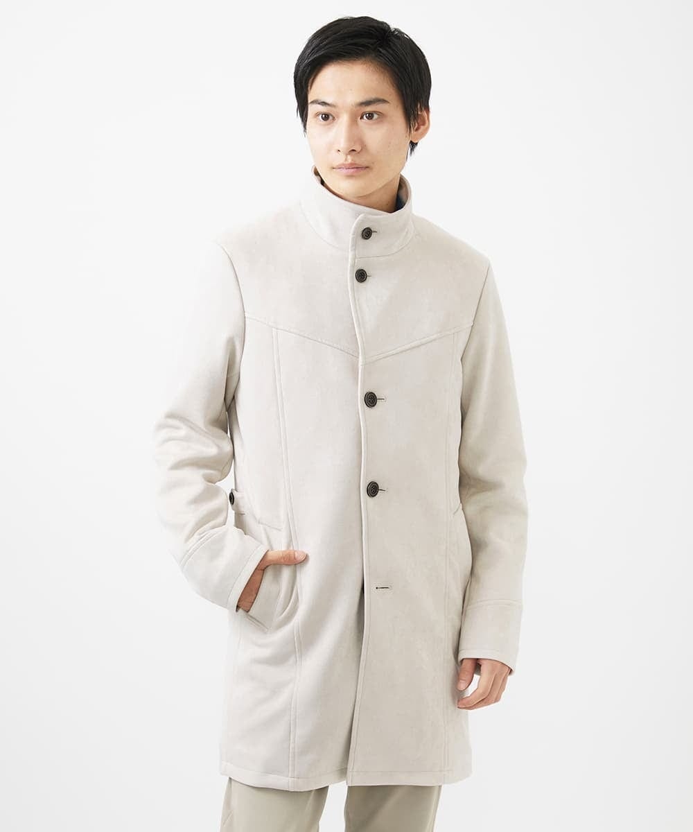 MKUDA61272 MK MICHEL KLEIN HOMME(MKミッシェルクランオム) 【残りわずか！/在庫限り/中綿ライナー付き/秋春兼用】スタンドコート アイボリー
