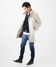 MKUDA61272 MK MICHEL KLEIN HOMME(MKミッシェルクランオム) 【残りわずか！/在庫限り/中綿ライナー付き/秋春兼用】スタンドコート アイボリー