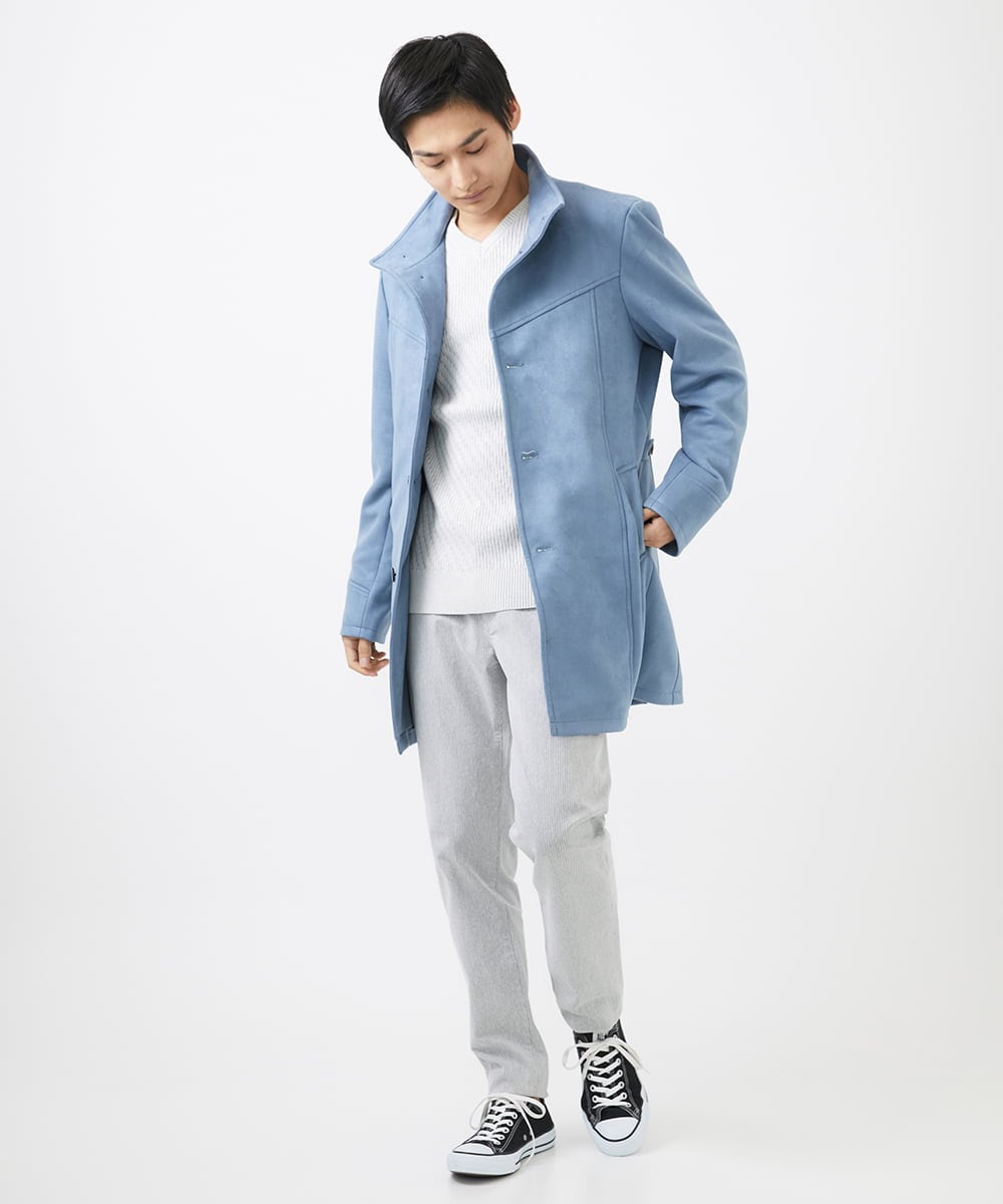MKUDA61272 MK MICHEL KLEIN HOMME(MKミッシェルクランオム) 【残りわずか！/在庫限り/中綿ライナー付き/秋春兼用】スタンドコート アイボリー