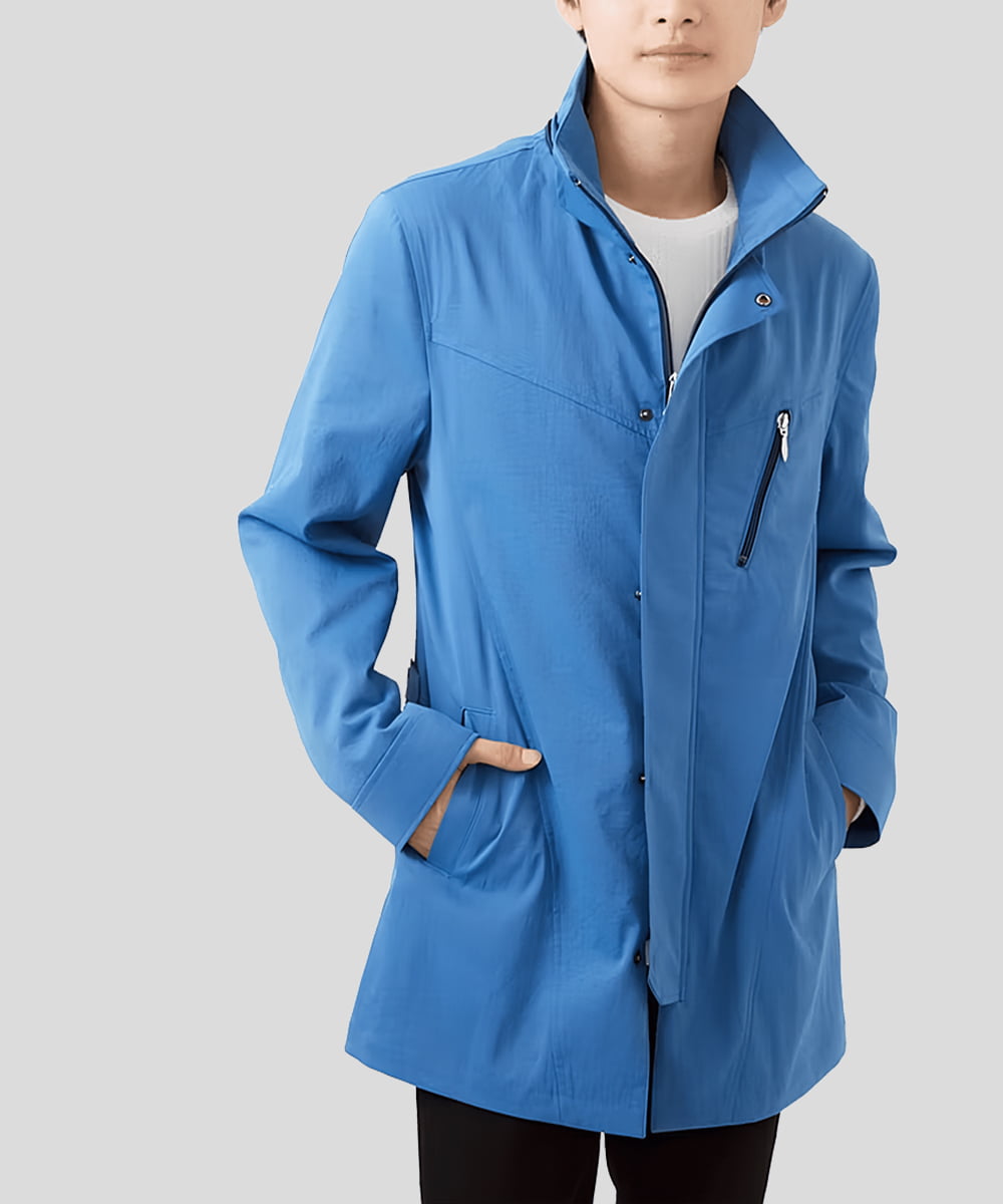 MKUDC01250 MK MICHEL KLEIN HOMME(MKミッシェルクランオム) 【いよいよ残り１色のみ！/在庫限り/秋・春兼用】ライトウエイトモッズコート ブルー