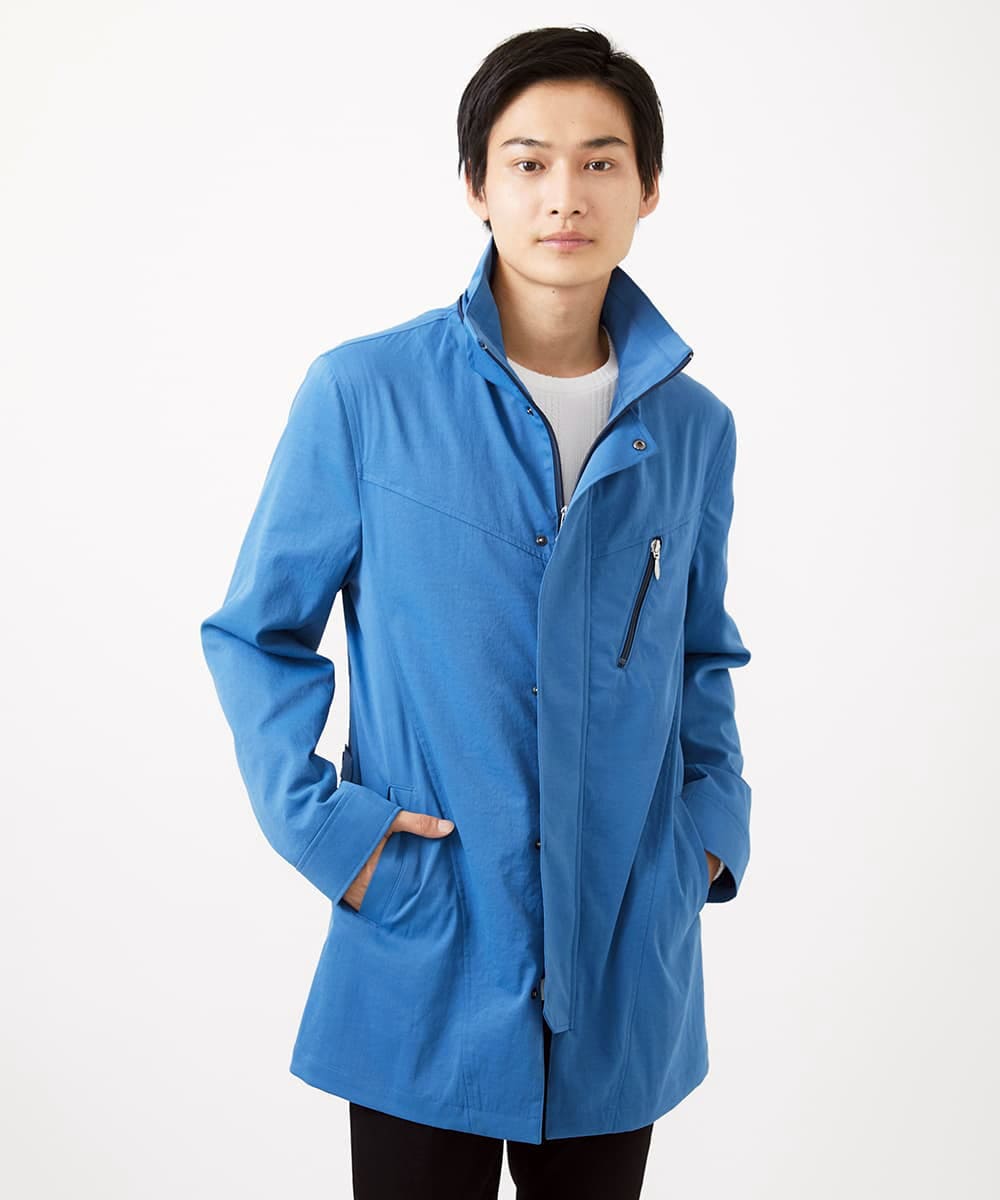 MKUDC01250 MK MICHEL KLEIN HOMME(MKミッシェルクランオム) 【いよいよ残り１色のみ！/在庫限り/秋・春兼用】ライトウエイトモッズコート ブルー