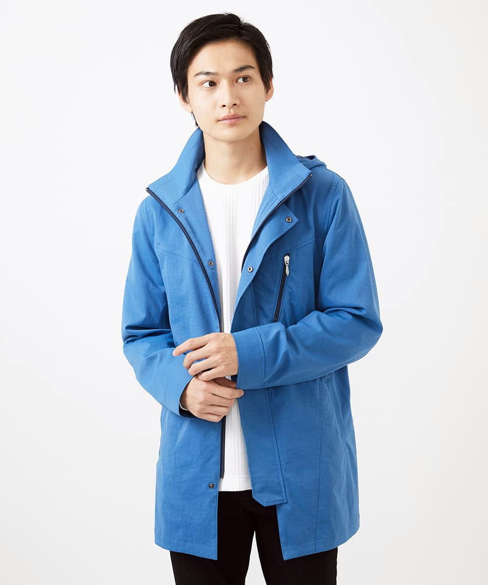MKUDC01250 MK MICHEL KLEIN HOMME(MKミッシェルクランオム) 【いよいよ残り１色のみ！/在庫限り/秋・春兼用】ライトウエイトモッズコート ブルー