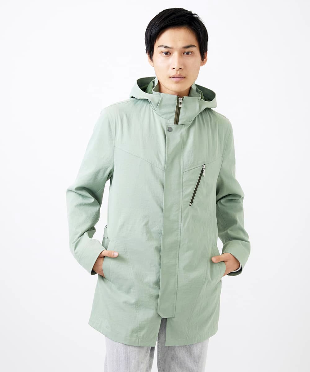 MKUDC01250 MK MICHEL KLEIN HOMME(MKミッシェルクランオム) 【いよいよ残り１色のみ！/在庫限り/秋・春兼用】ライトウエイトモッズコート ブルー