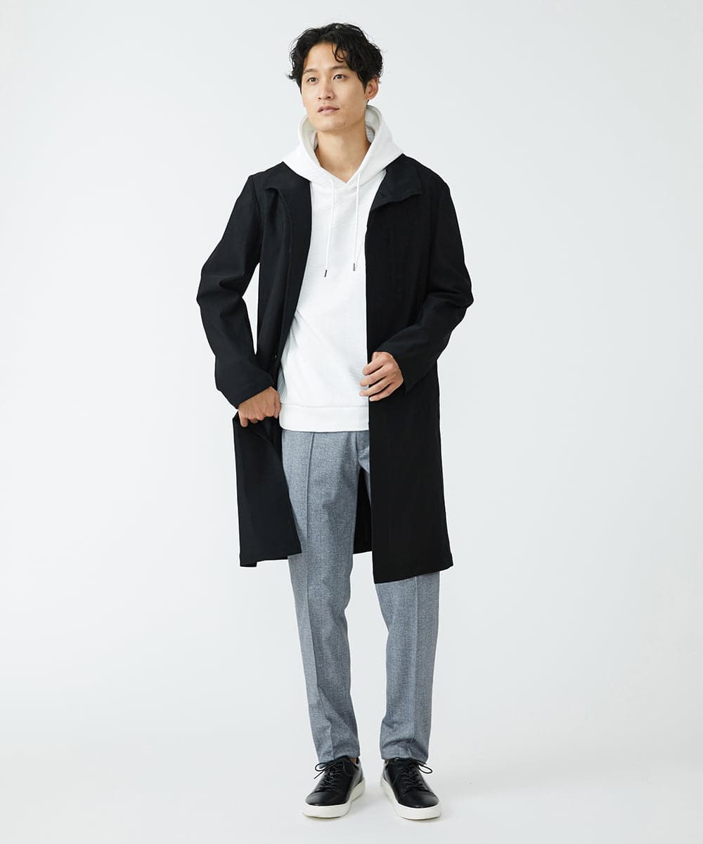 MKUJS55190 MK MICHEL KLEIN HOMME(MKミッシェルクランオム) ロングスタンドコート / RNドビーストレッチ ブラック(94)