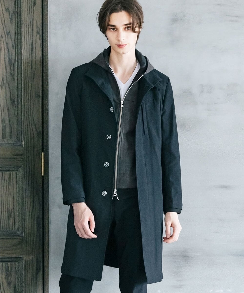 MKUJS55190 MK MICHEL KLEIN HOMME(MKミッシェルクランオム) ロングスタンドコート / RNドビーストレッチ ブラック(94)