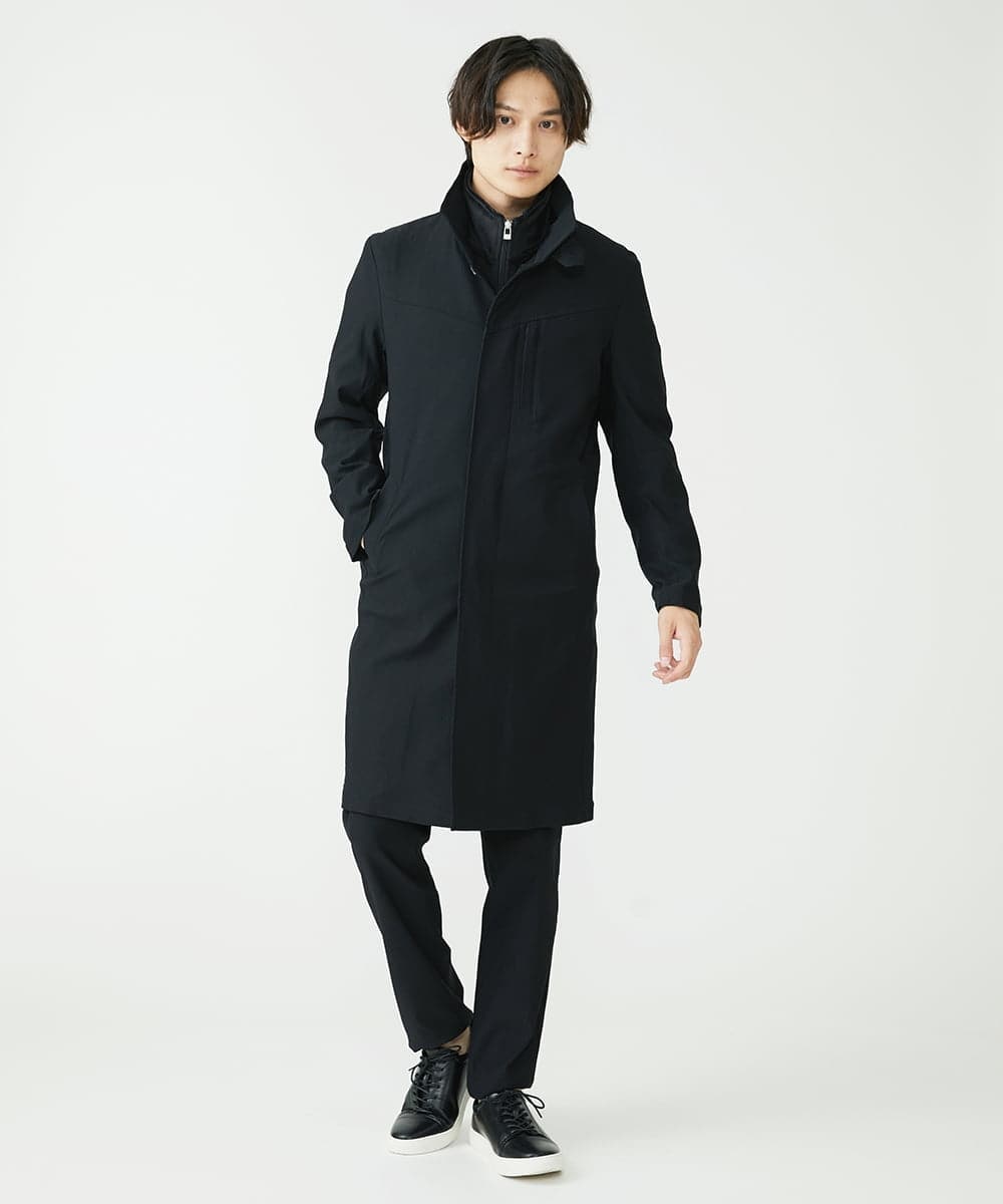 MKUJS55190 MK MICHEL KLEIN HOMME(MKミッシェルクランオム) ロングスタンドコート / RNドビーストレッチ ブラック(94)