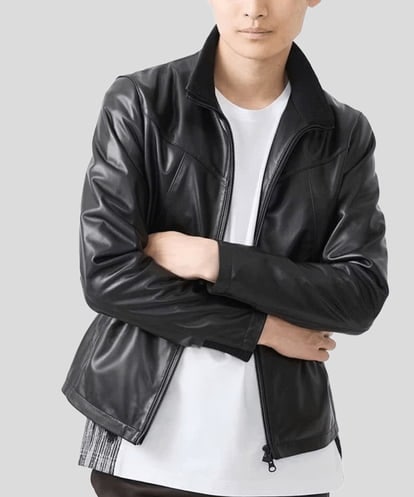 MKWAC01390 MK MICHEL KLEIN HOMME 【再入荷！】ラムレザー スタンドブルゾン
