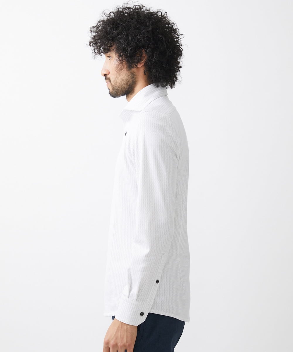 MNBAA13200 MICHEL KLEIN HOMME(ミッシェルクラン オム) 《日本製》ストレッチラッセル長袖シャツ ライトグレー