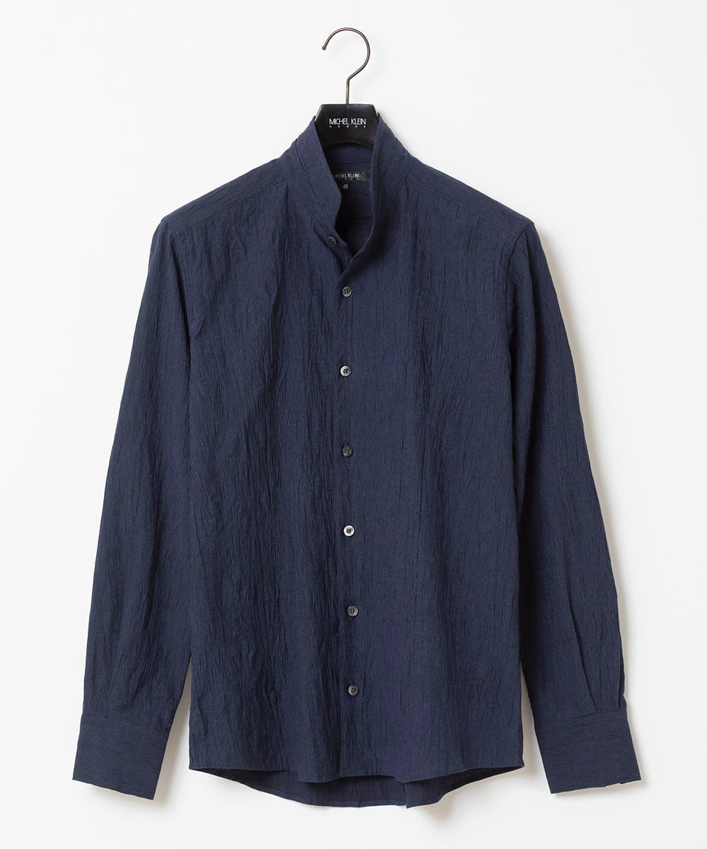 MNBAA26250 MICHEL KLEIN HOMME(ミッシェルクラン オム) チェック柄長袖シャツ ネイビー