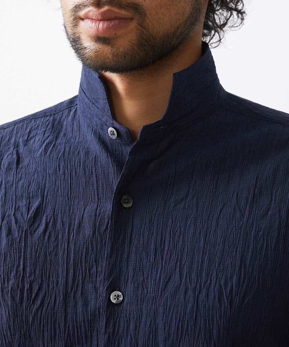MNBAA26250 MICHEL KLEIN HOMME(ミッシェルクラン オム) チェック柄長袖シャツ ネイビー