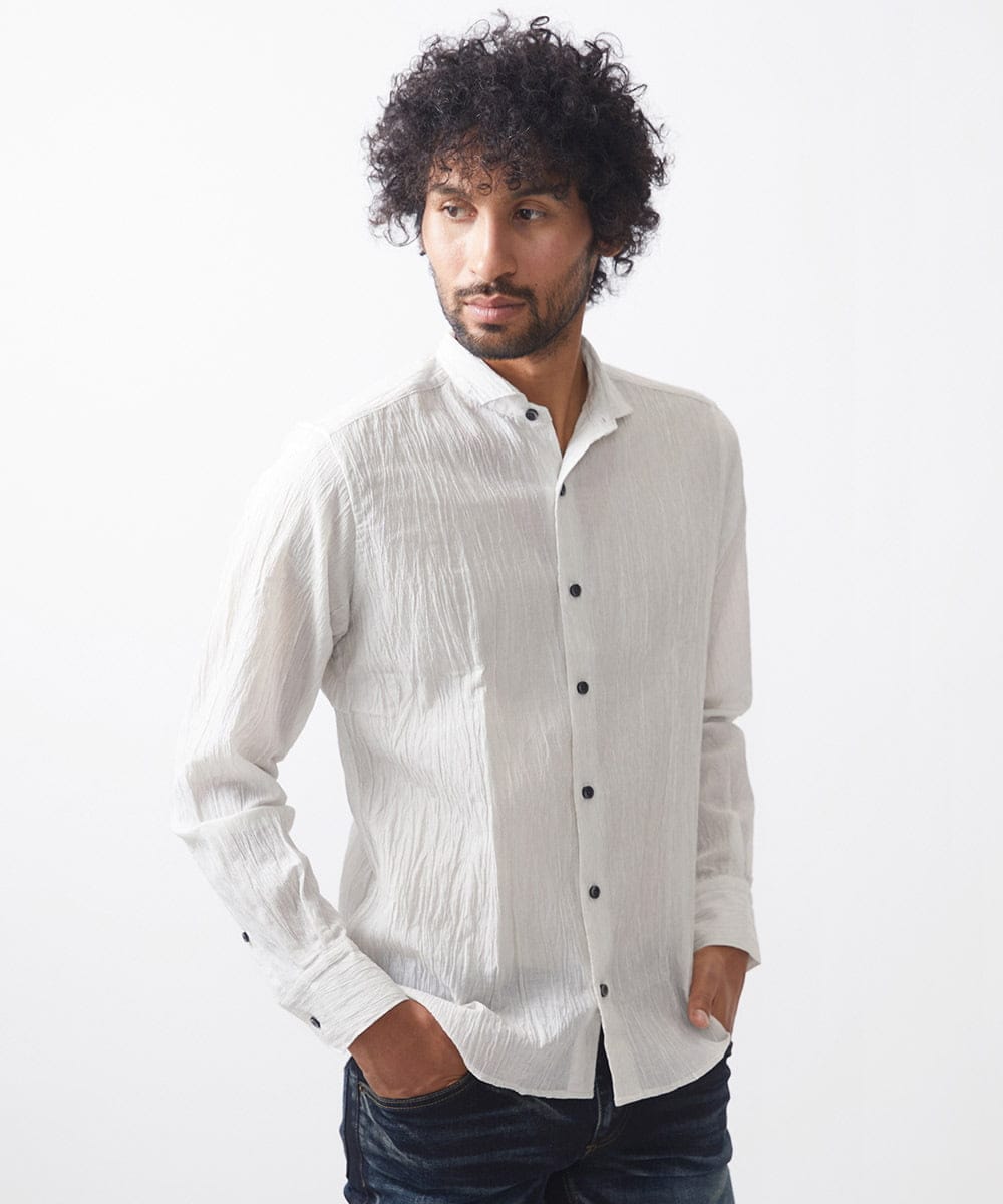 MNBAA26250 MICHEL KLEIN HOMME(ミッシェルクラン オム) チェック柄長袖シャツ グレー