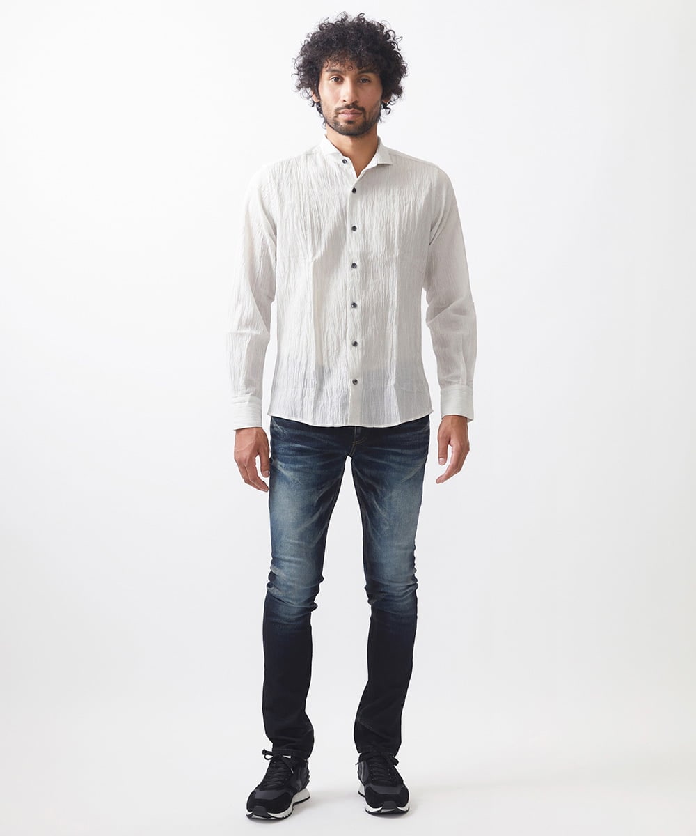 MNBAA26250 MICHEL KLEIN HOMME(ミッシェルクラン オム) チェック柄長袖シャツ グレー
