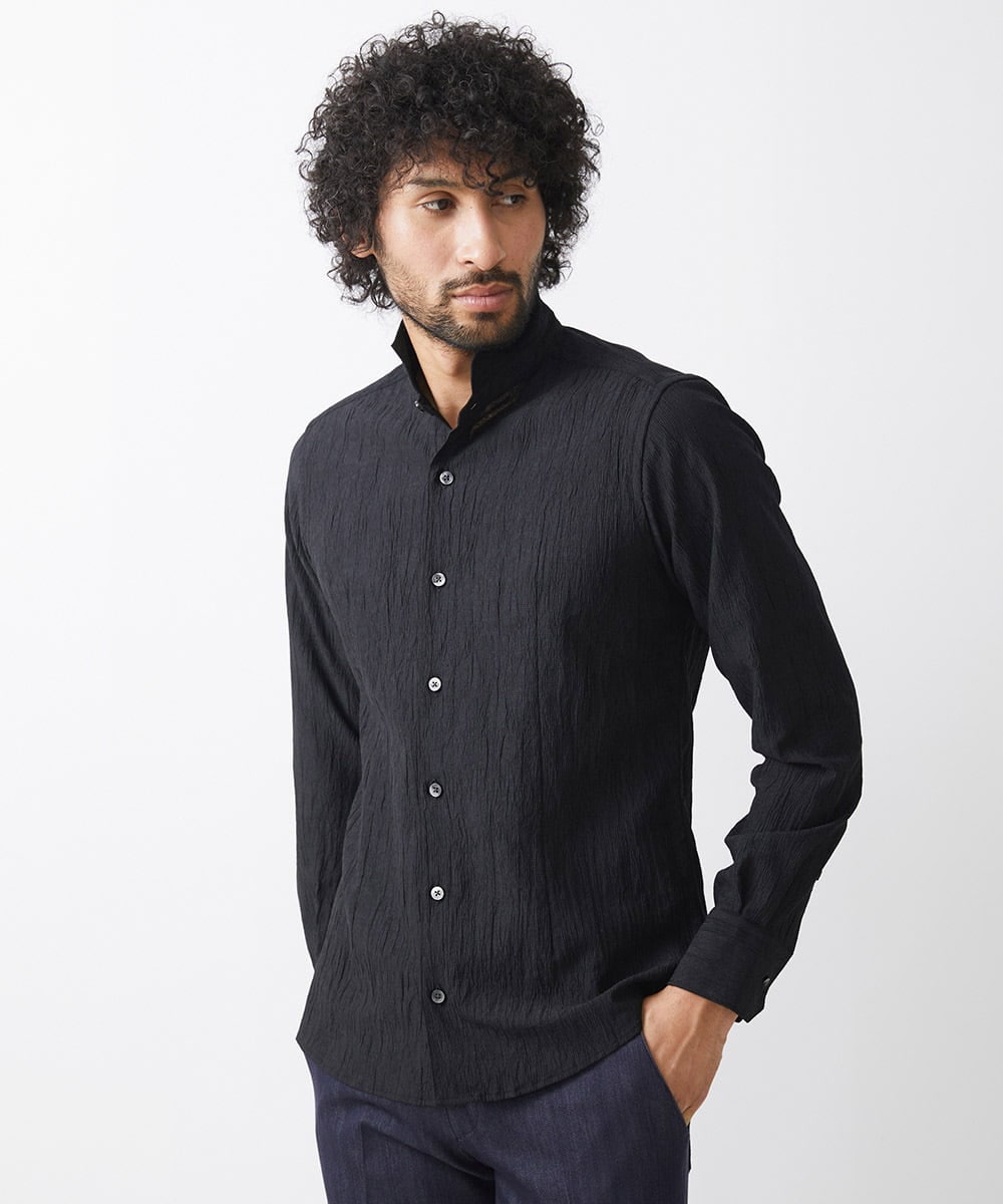 MNBAA26250 MICHEL KLEIN HOMME(ミッシェルクラン オム) チェック柄長袖シャツ ブラック