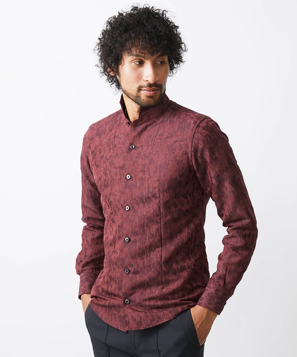MNBAA51270 MICHEL KLEIN HOMME(ミッシェルクラン オム) 《日本製》総柄ジャガードシャツ パープル