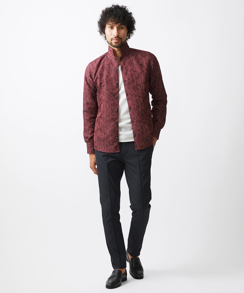 MNBAA51270 MICHEL KLEIN HOMME(ミッシェルクラン オム) 《日本製》総柄ジャガードシャツ パープル