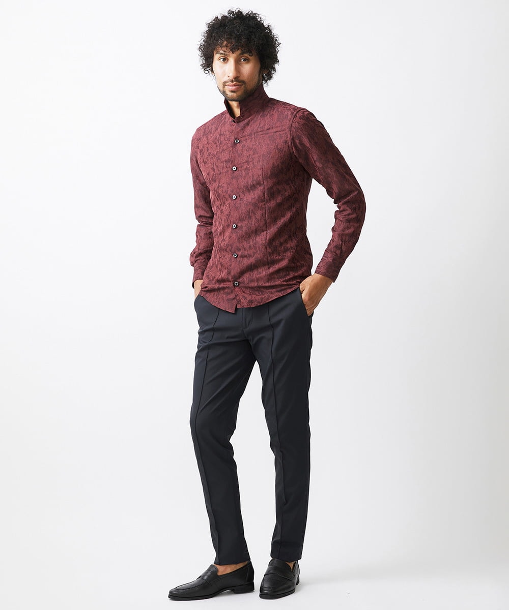MNBAA51270 MICHEL KLEIN HOMME(ミッシェルクラン オム) 《日本製》総柄ジャガードシャツ パープル