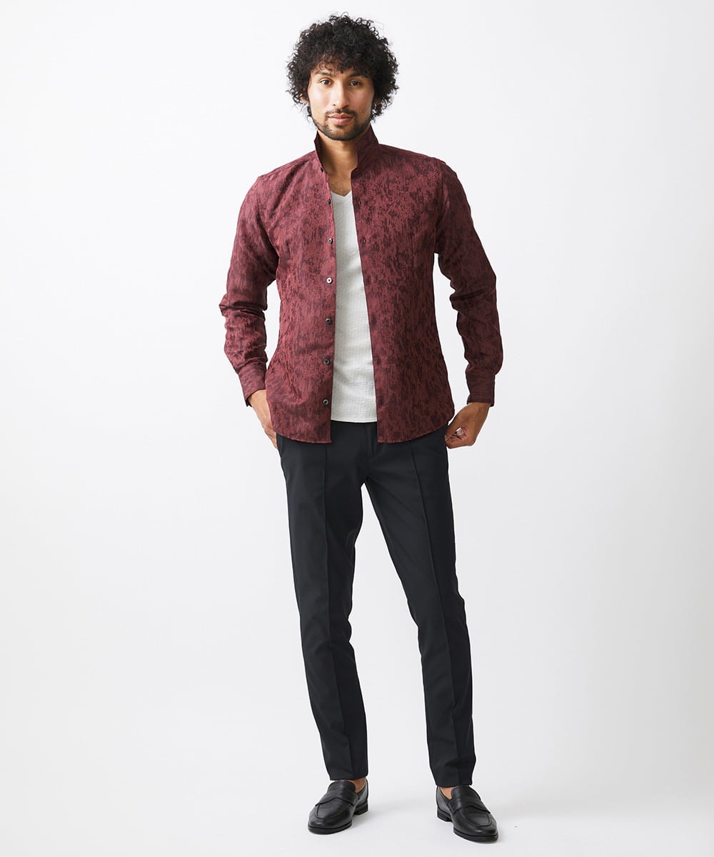 MNBAA51270 MICHEL KLEIN HOMME(ミッシェルクラン オム) 《日本製》総柄ジャガードシャツ パープル