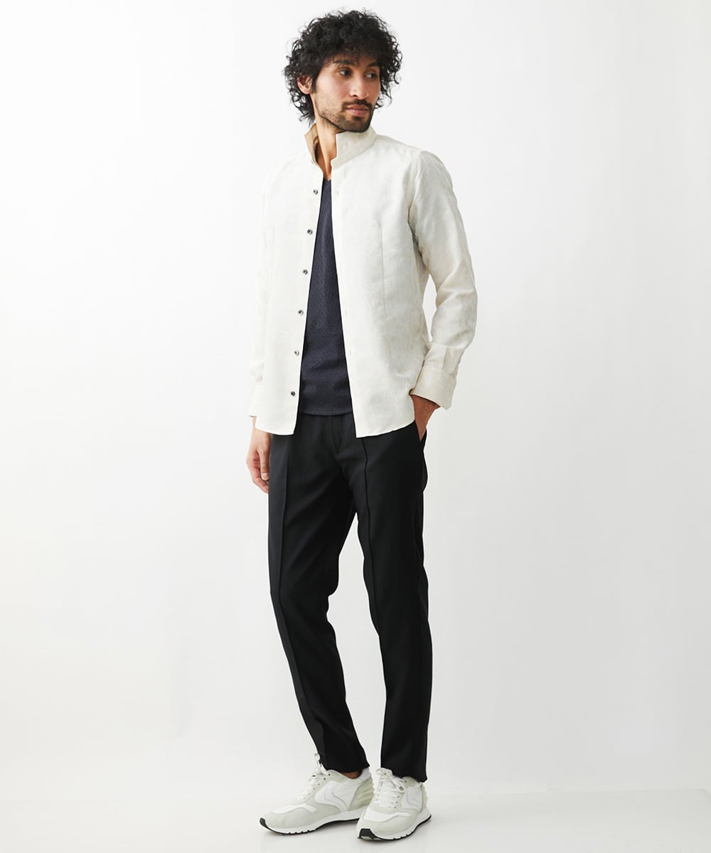 MNBAA51270 MICHEL KLEIN HOMME(ミッシェルクラン オム) 《日本製》総柄ジャガードシャツ アイボリー