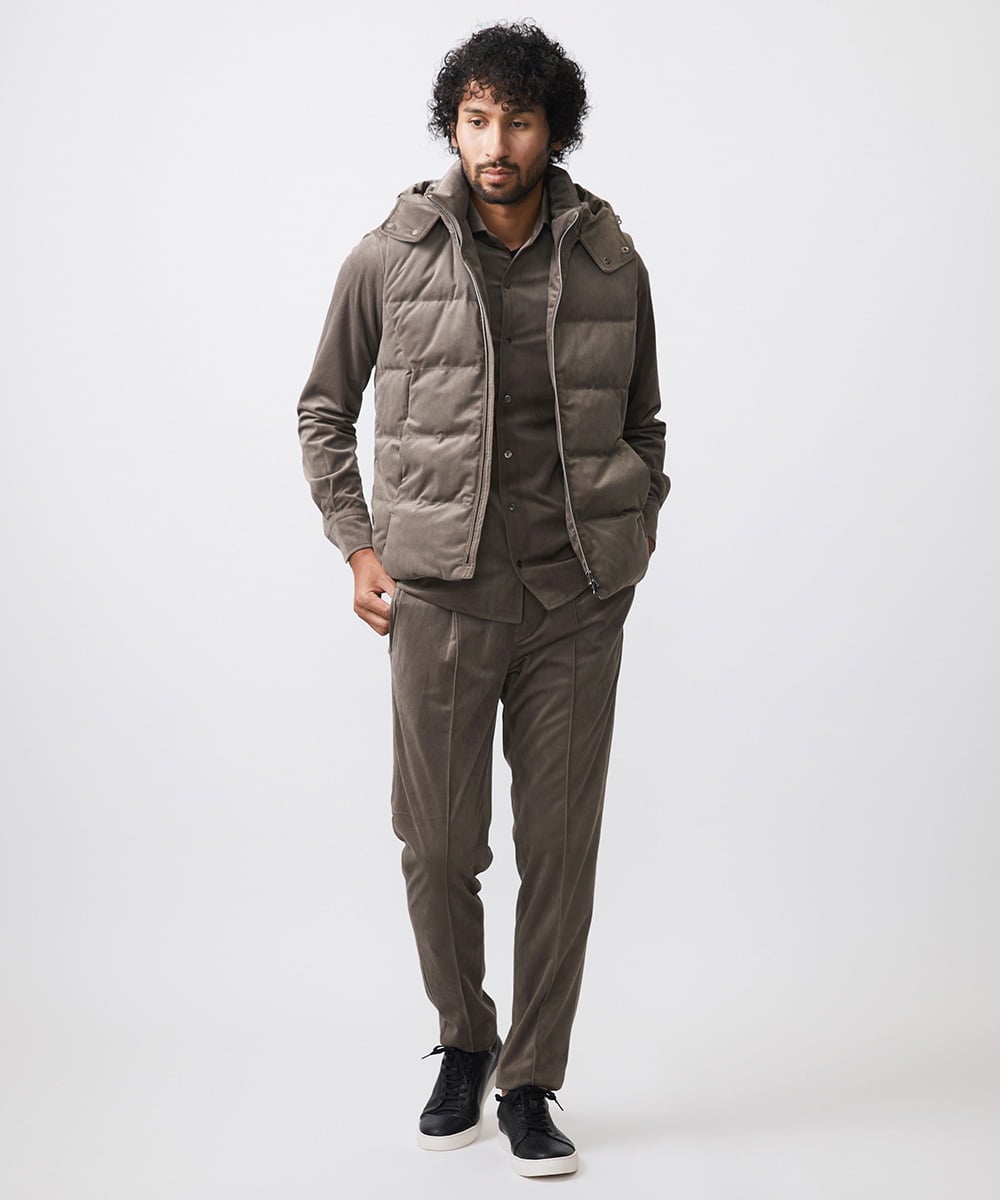 MNBAA56230 MICHEL KLEIN HOMME(ミッシェルクラン オム) トリコットベロア長袖シャツ セットアップ ブラウン