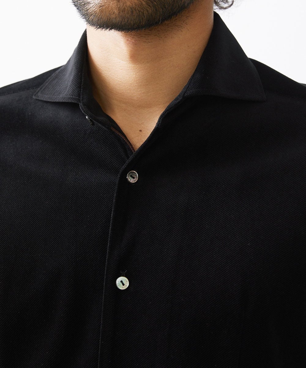 MNBAA56230 MICHEL KLEIN HOMME(ミッシェルクラン オム) トリコットベロア長袖シャツ セットアップ ブラック