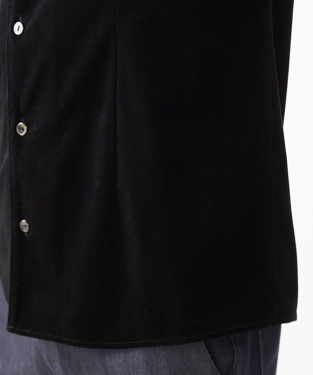 MNBAA56230 MICHEL KLEIN HOMME(ミッシェルクラン オム) トリコットベロア長袖シャツ セットアップ ブラック