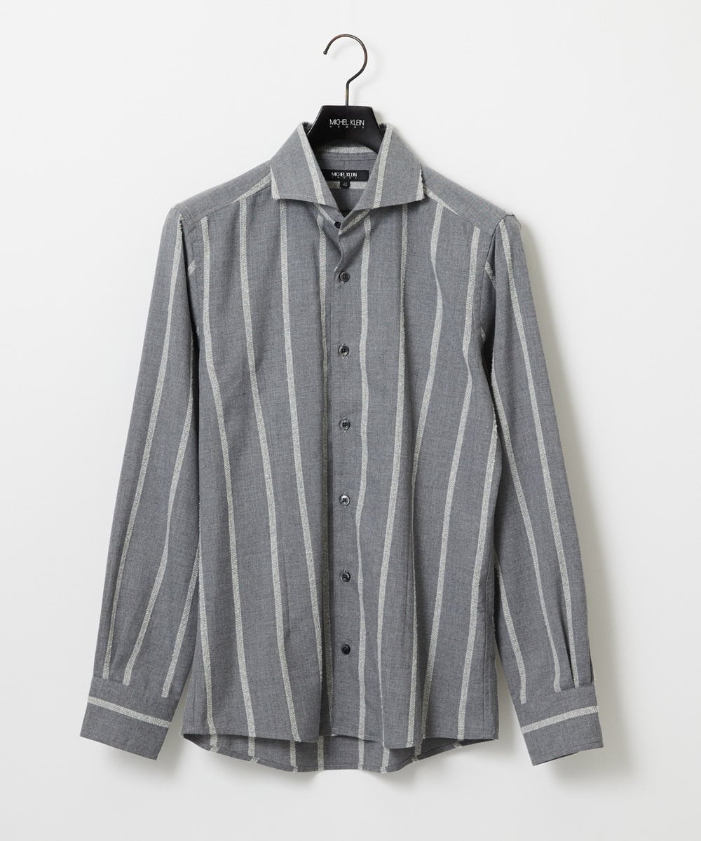 MNBAF51250 MICHEL KLEIN HOMME(ミッシェルクラン オム) ストライプ柄長袖シャツ グレー