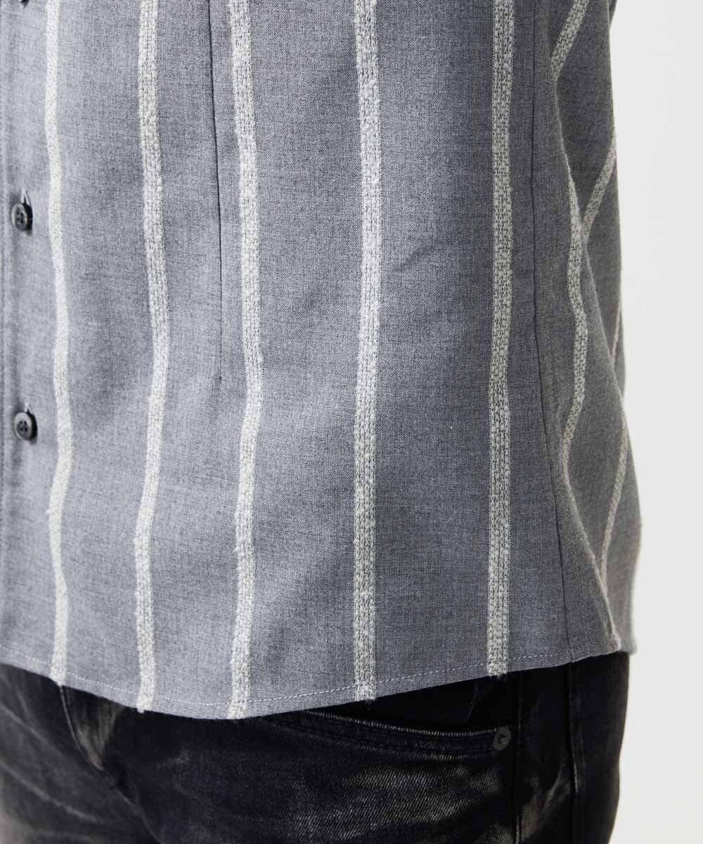 MNBAF51250 MICHEL KLEIN HOMME(ミッシェルクラン オム) ストライプ柄長袖シャツ グレー