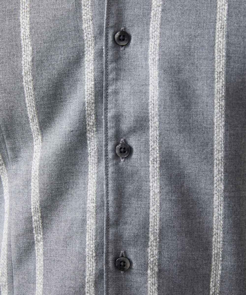 MNBAF51250 MICHEL KLEIN HOMME(ミッシェルクラン オム) ストライプ柄長袖シャツ グレー
