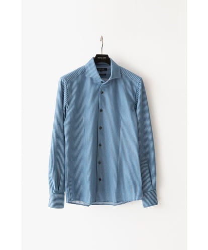 MNBAF55210 MICHEL KLEIN HOMME 《日本製》ストライプ柄ジャージ長袖シャツ