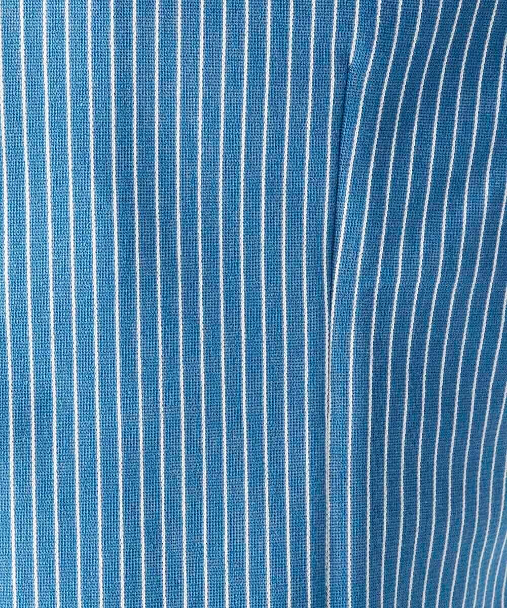 MNBAF55210 MICHEL KLEIN HOMME(ミッシェルクラン オム) 《日本製》ストライプ柄ジャージ長袖シャツ ブルー