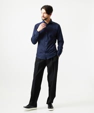 MNBAI02210 MICHEL KLEIN HOMME(ミッシェルクラン オム) 《日本製》ブロックイージーケア長袖シャツ ネイビー