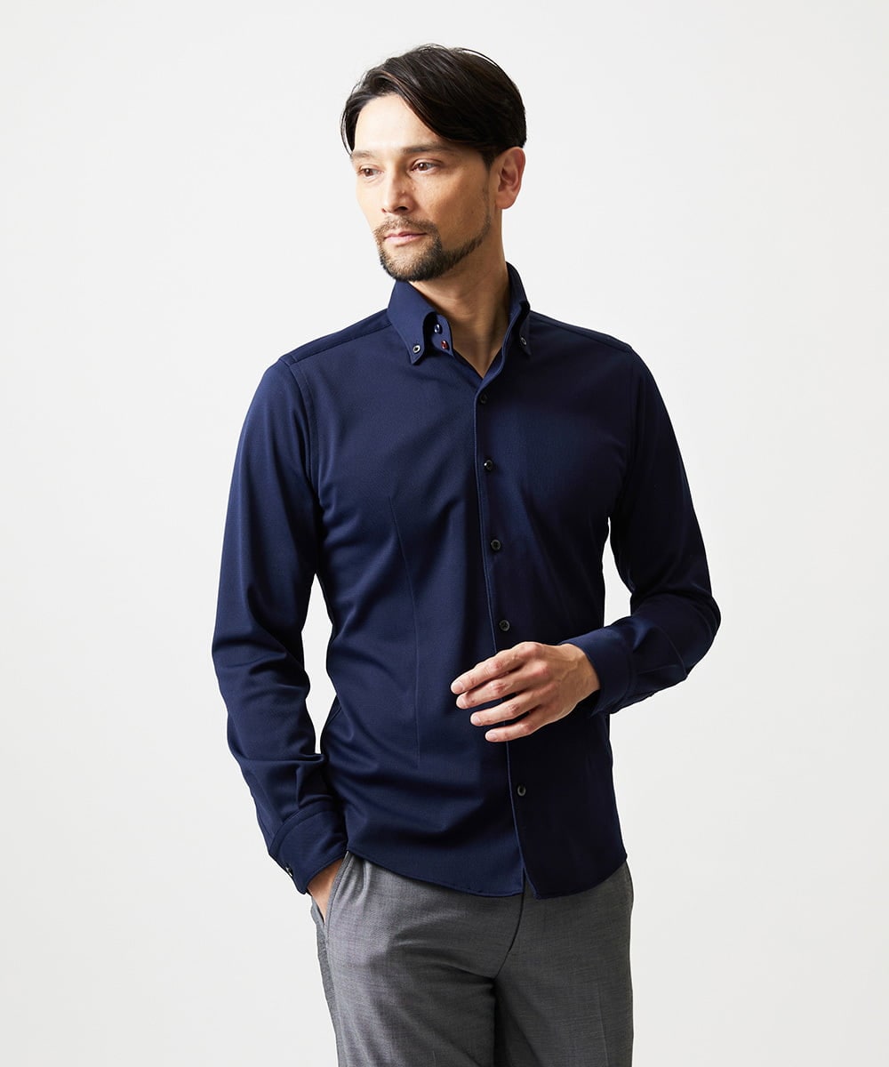 MNBAI03200 MICHEL KLEIN HOMME(ミッシェルクラン オム) 《日本製》ボタンダウン長袖シャツ ネイビー