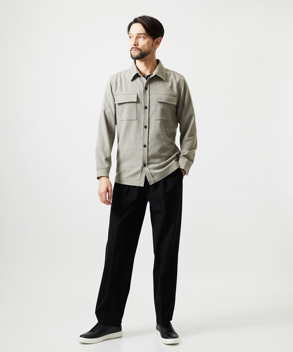MNBAI55330 MICHEL KLEIN HOMME(ミッシェルクラン オム) ウール調シャツブルゾン ベージュ