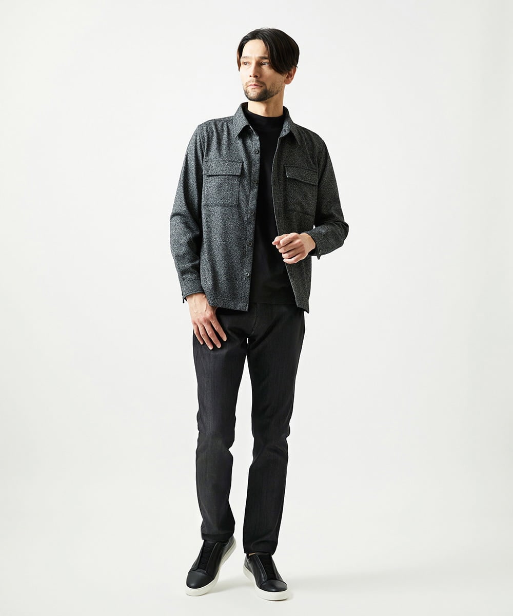 MNBAI55330 MICHEL KLEIN HOMME(ミッシェルクラン オム) ウール調シャツブルゾン ブラック