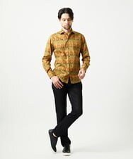 MNBAI60290 MICHEL KLEIN HOMME(ミッシェルクラン オム) 《日本製》総柄長袖シャツ マスタード
