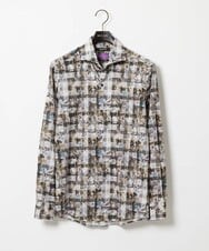 MNBAI60290 MICHEL KLEIN HOMME(ミッシェルクラン オム) 《日本製》総柄長袖シャツ ブラック