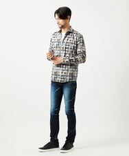 MNBAI60290 MICHEL KLEIN HOMME(ミッシェルクラン オム) 《日本製》総柄長袖シャツ ブラック